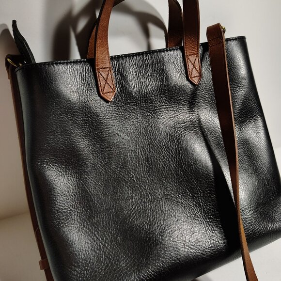 Madewell Genuine Leather Zip-Top Transport Carryall Crossbody Bag Medium Black - Picture 5 of 11